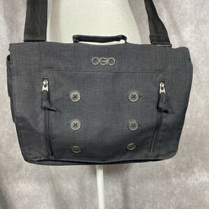 OGIO Messenger Laptop Shoulder Bag Black Padded Quilted Polka Dot Lining